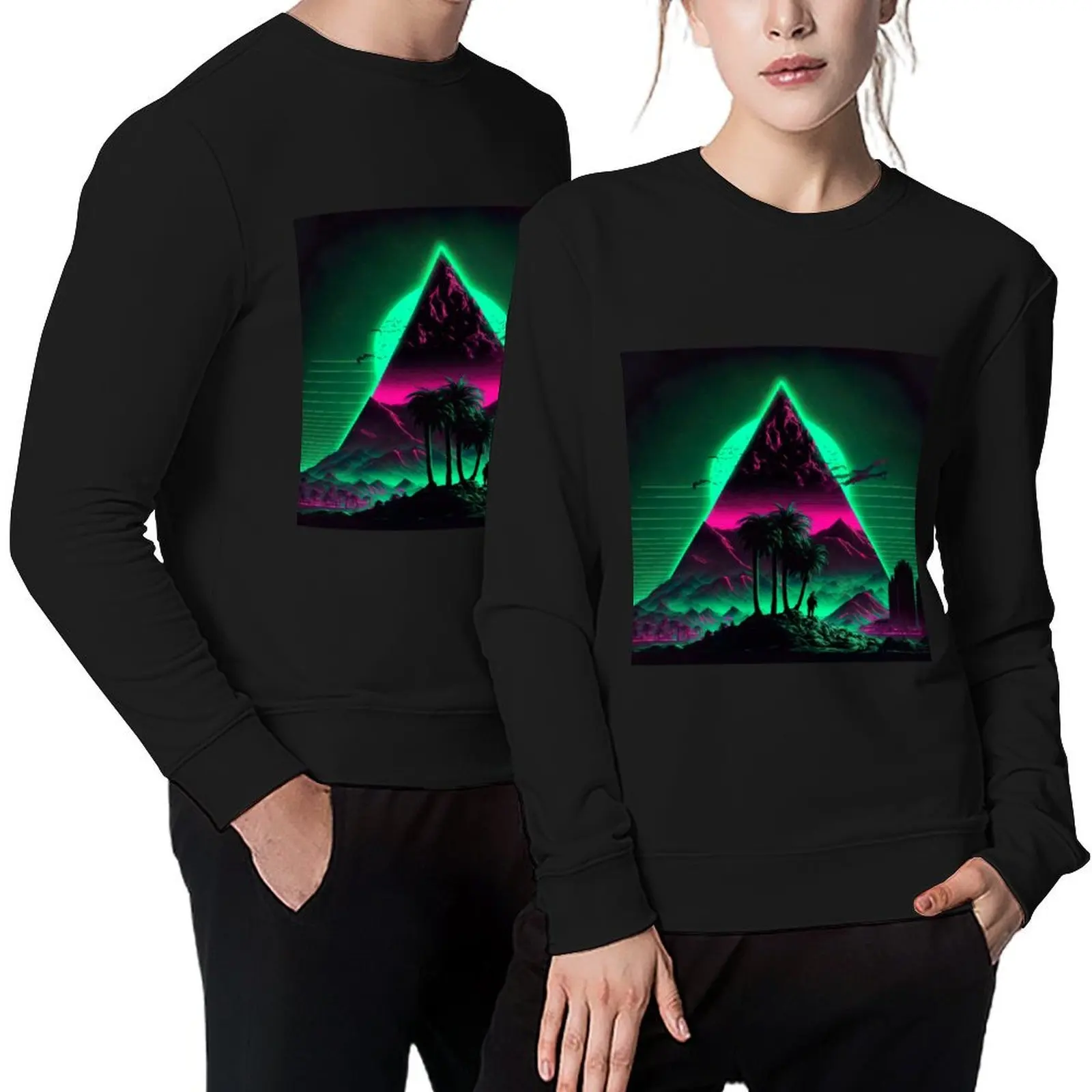 

Synthwave Aesthetic Eye Of The Illuminati Pullover anime clothing men's clothes aesthetic clothing winter man sweatshirt