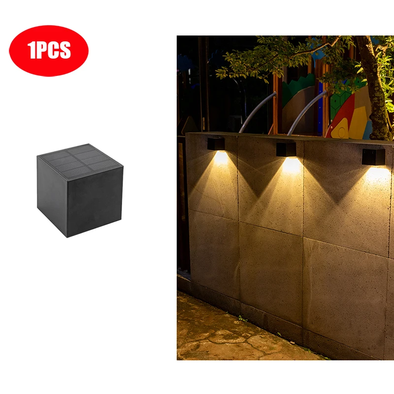 LED Solar Light Outdoor Tuin Vierkante Wandlamp Binnenplaats Tuin Hek Verlichting Wanddecoratie Lamp