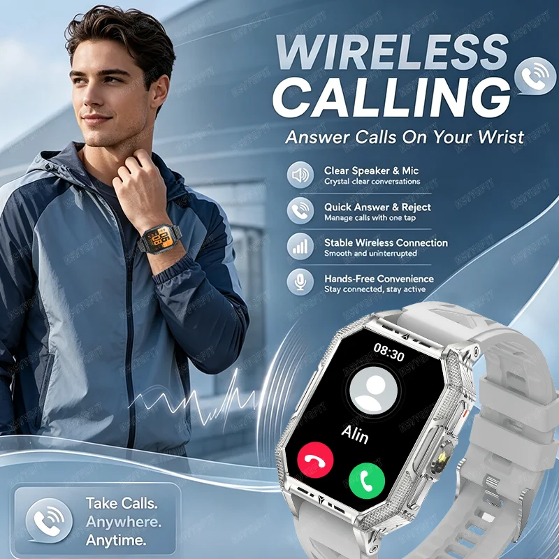 New ultra long standby men's outdoor smartwatch, wireless calling, essential for cycling, heart rate monitoring,sleep monitoring