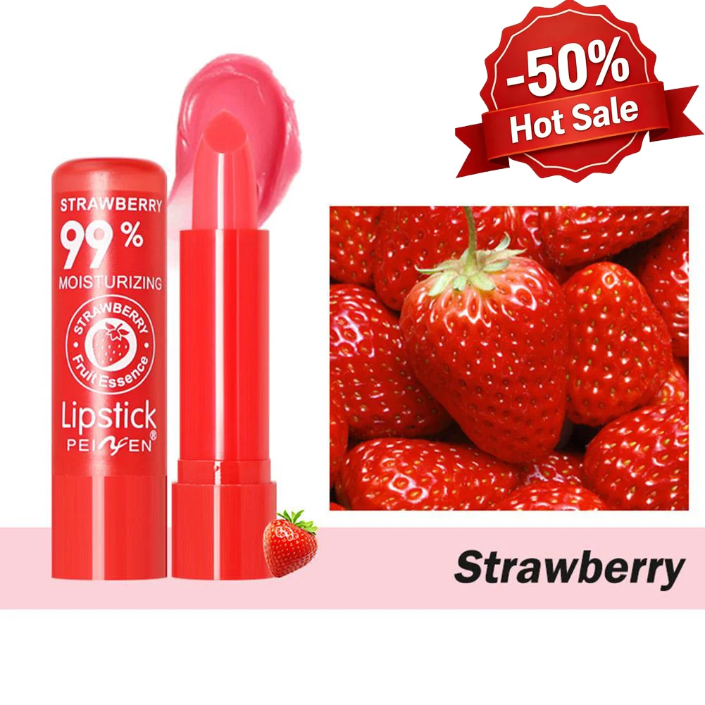 Baume à lèvres teinté hydratant à la fraise et à la pêche, infusé aux huiles de fruits naturels