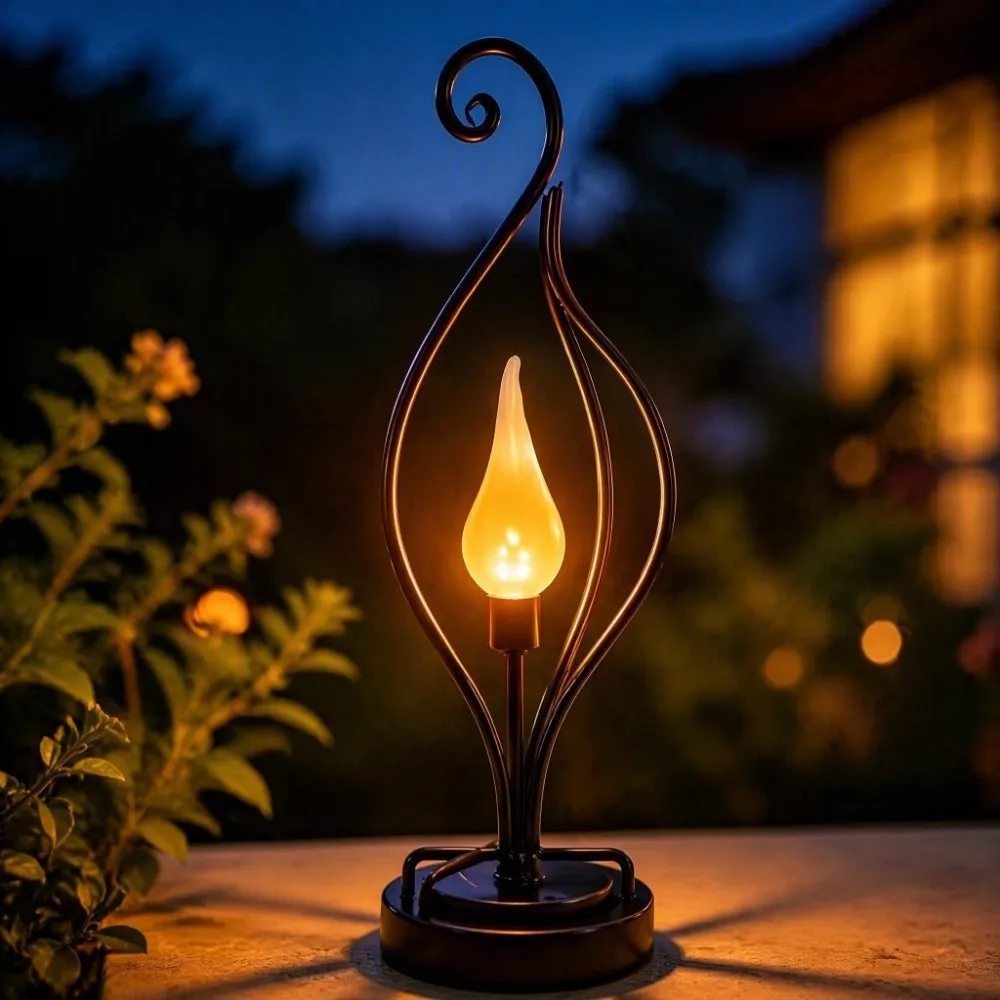 Sturdy Metal Housing Solar Flame Light Vivid Flame Effect Auto Sensing Outdoor Lawn Garden Decor Light Warm Soft Lighting