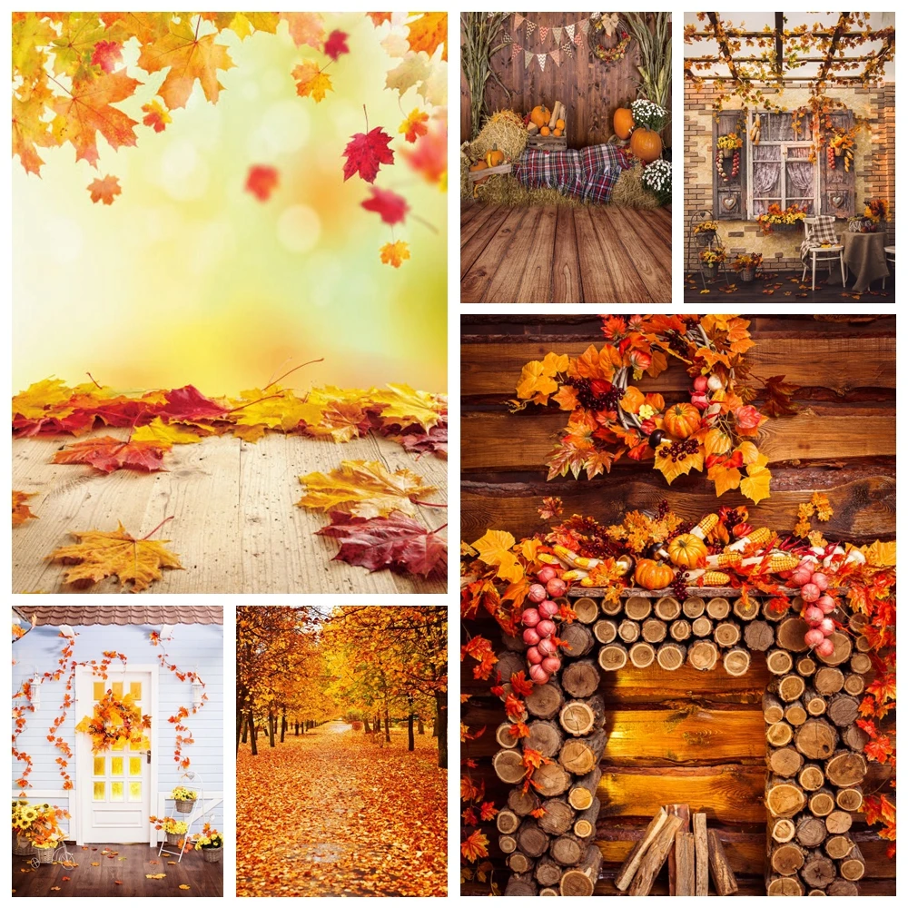 

Autumn Forest Fallen Leaves Scenes Photocall Baby Portrait Photography Background Photographic Backdrops For Photo Studio