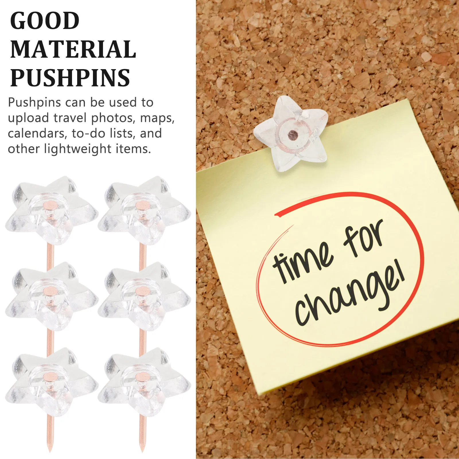 100 قطعة دبابيس ضغط بلاستيكية شفافة على شكل نجمة للوحة الإعلانات شريط الفلين خريطة علامة صور جدار ديكور #4