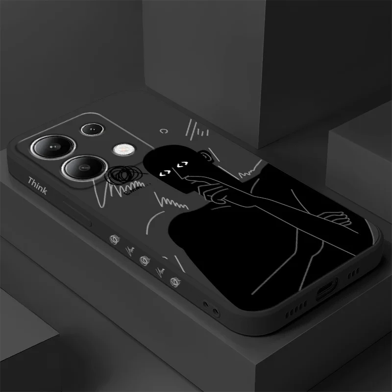 

Line Thinker Phone Case For Xiaomi Redmi Note 14 13 12 12S 11 11S 10 10S 9 9S 14C Pro Plus 4G 5G Liquid Silicone Cover