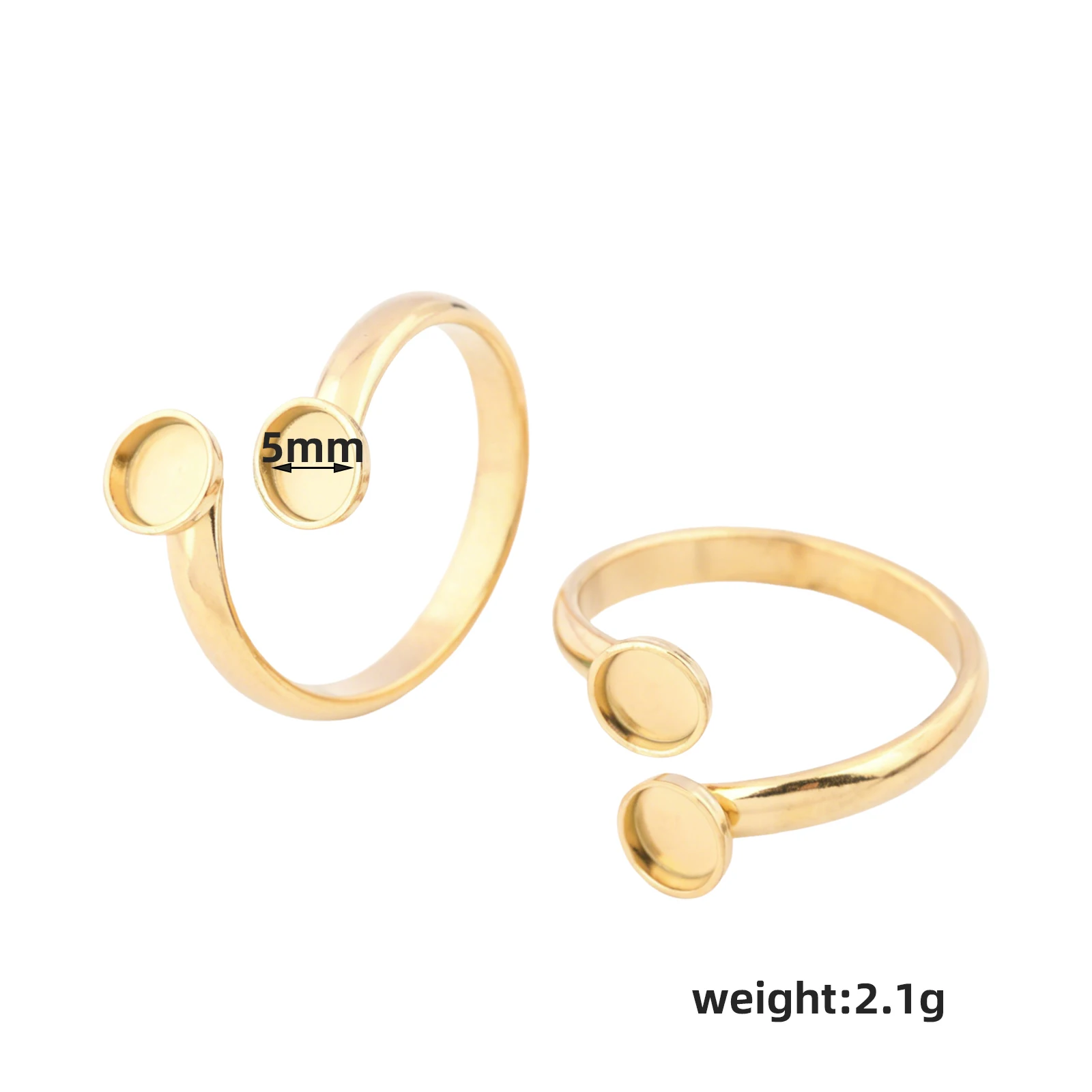 10個入り ステンレス製 調整可能な金メッキリングブランク - Ring Set Adjustable のレビューと価格