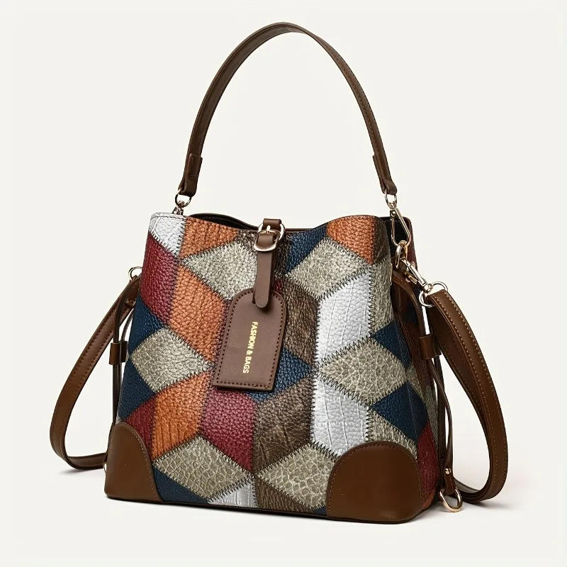 Vintage Umhängetasche für Damen, Kunstleder-Handtasche mit Obergriff und Abnehmbarem Schulterriemen, Große Kapazität Schultertasche – Detail 2