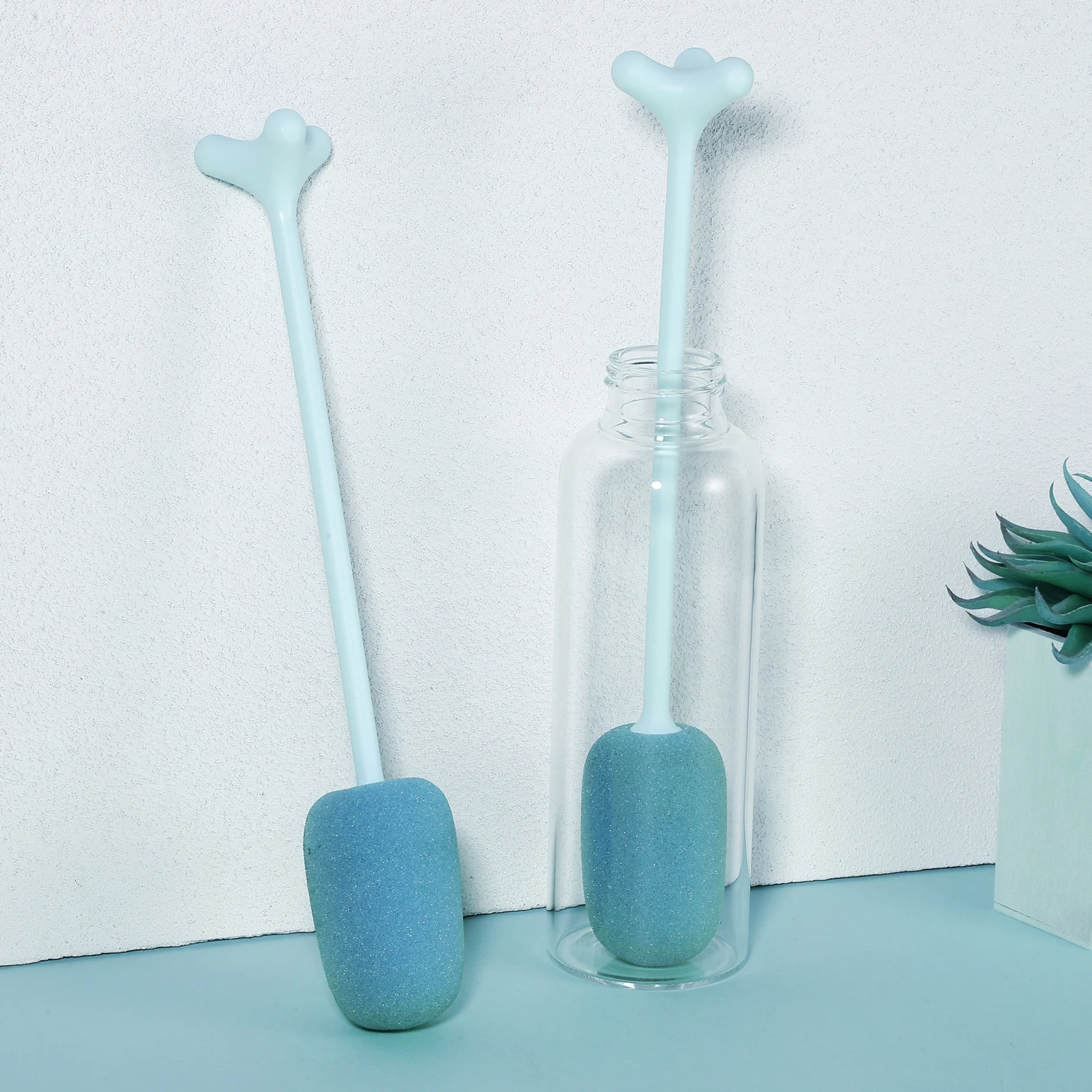 

1pcs Bottle Brush Sponge Long Handle 360° Rotating Cleaning Tool For Milk Glass Water Bottles Bowls Cups Plates Home