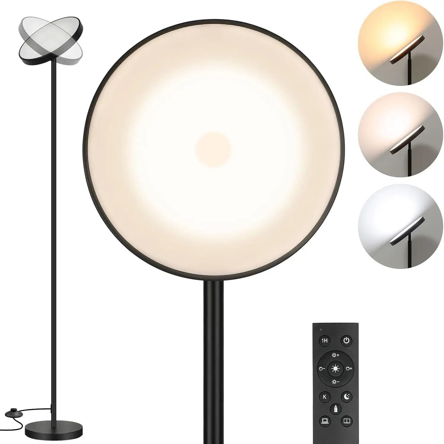 Floor Lamp, 2400Lm Bright Floor Lamp For Living Room, Led Modern Torchiere Floor Lamp With 2700K-6000K Stepless Dimming, 69