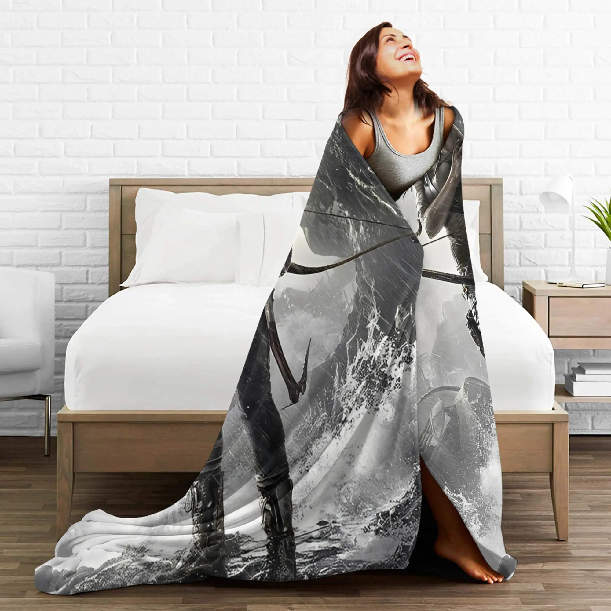 تومب رايدر لارا كروفت البطانيات بقاء لعبة فيديو الفانيلا رمي البطانيات أريكة تتحول لسرير البساط قطعة لينة الدافئة المفرش تنفس #3