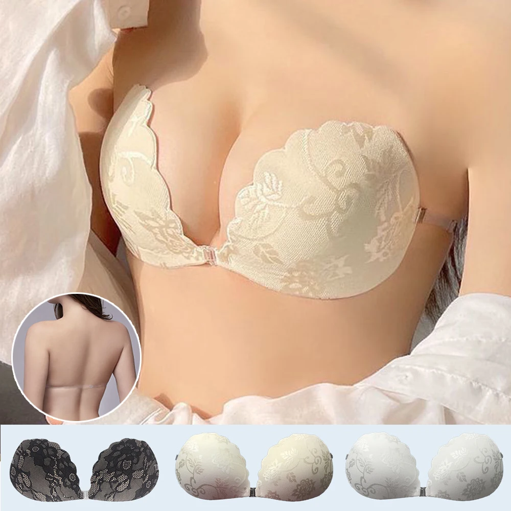 Sutiãs de renda sem alças para mulheres, lingerie sexy, sem encosto, bralette sem fio invisível, 1, 2 xícara, push up cueca, meninas