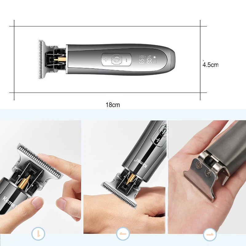 Kemei 129 Electric Hair Trimmer 10w Powerful LCD Clipper 0mm Baldheaded Hair Clippers Barbershop Rechargable Adjustable Speed
