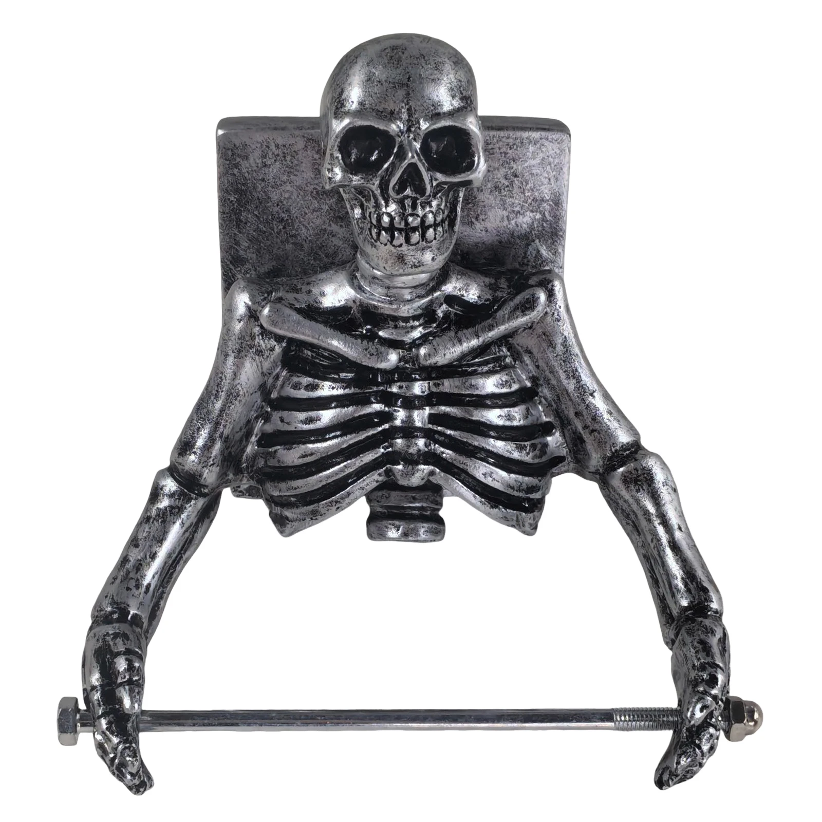Gothic Skull Wall Art Skeleton Toilet Paper Holder Resin Bathroom Decor Halloween Home Decor Statue