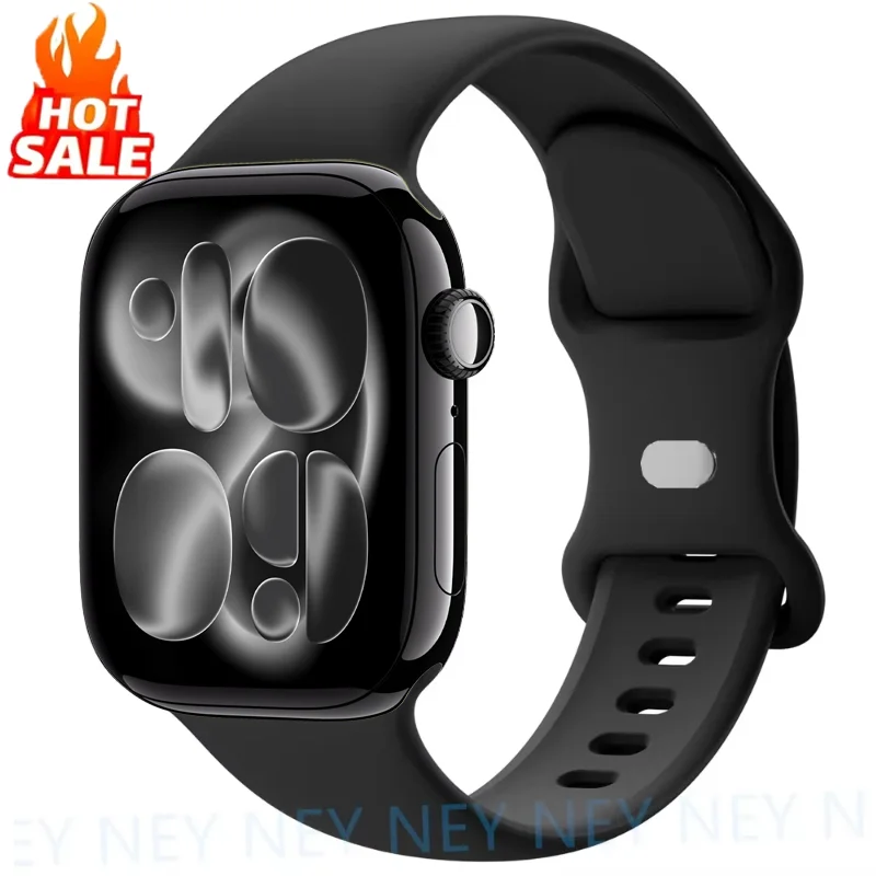 Bracelet en Silicone pour Apple Watch, 40mm 44mm 45mm 46mm 42-41mm, bracelet de sport série iWatch 11 10 9 8 3 SE ultra 2-3 49mm