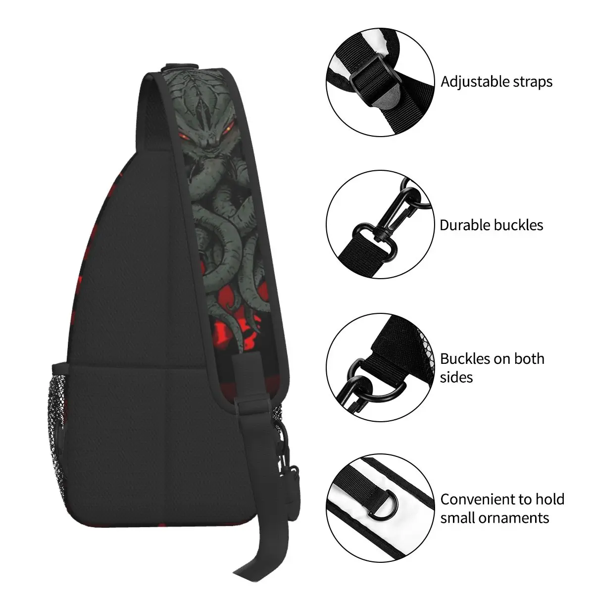 Rise Of Cthulhu Crossbody Chest Bags The Call of Cthulhu Pockets Travel Pack Messenger Sports Teens Shoulder Bag Unisex