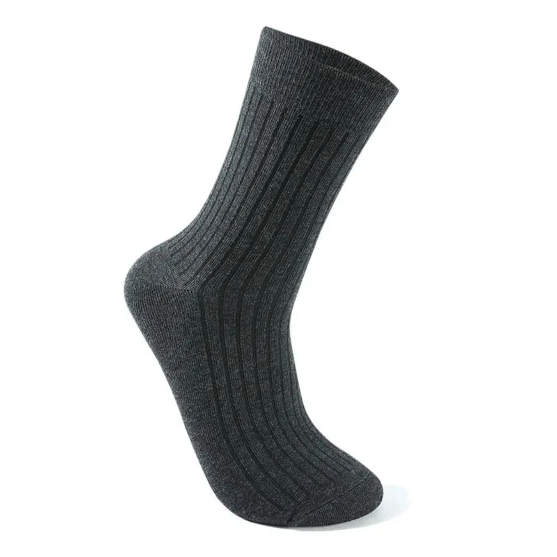 5 Pairs Socks Men's Mid-tube Sweat Absorption Business Sports Black Solid Color Stockings Autumn Winter Double Needle Breathable view 5