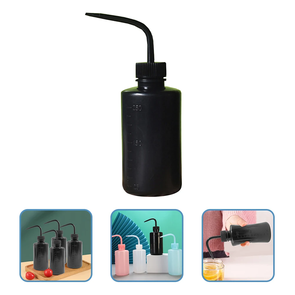 

4 Pcs 250ml Squeeze Bottle Eyelash Extension Rinse Plastic Curved Nozzle Black Suitable Artists Lab Hairdressers Plant Watering