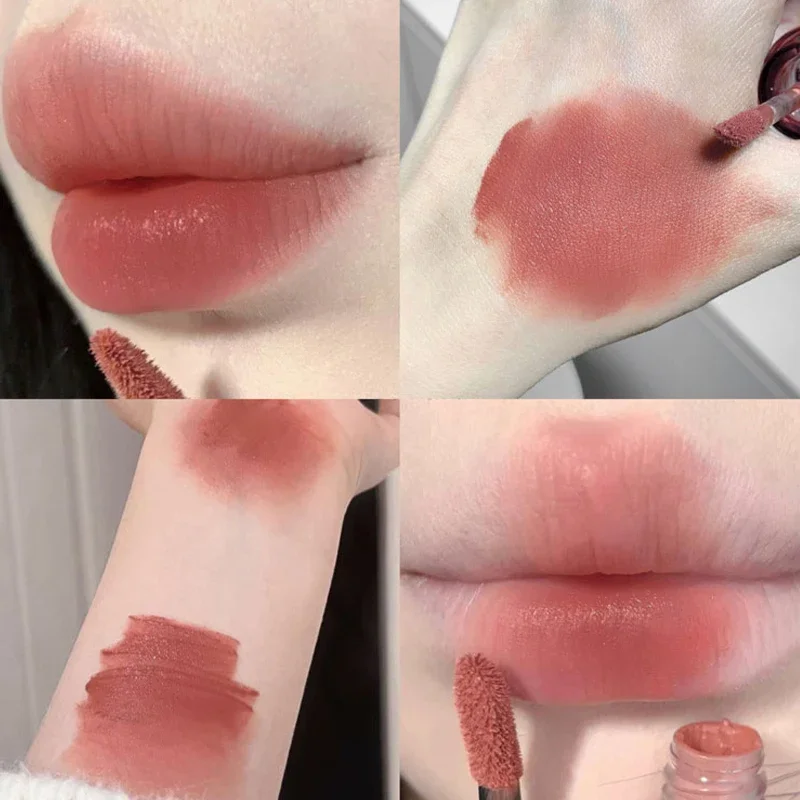 O batom de veludo fosco com esmalte labial é branco e não é fácil de tocar a xícara de batom brilho labial