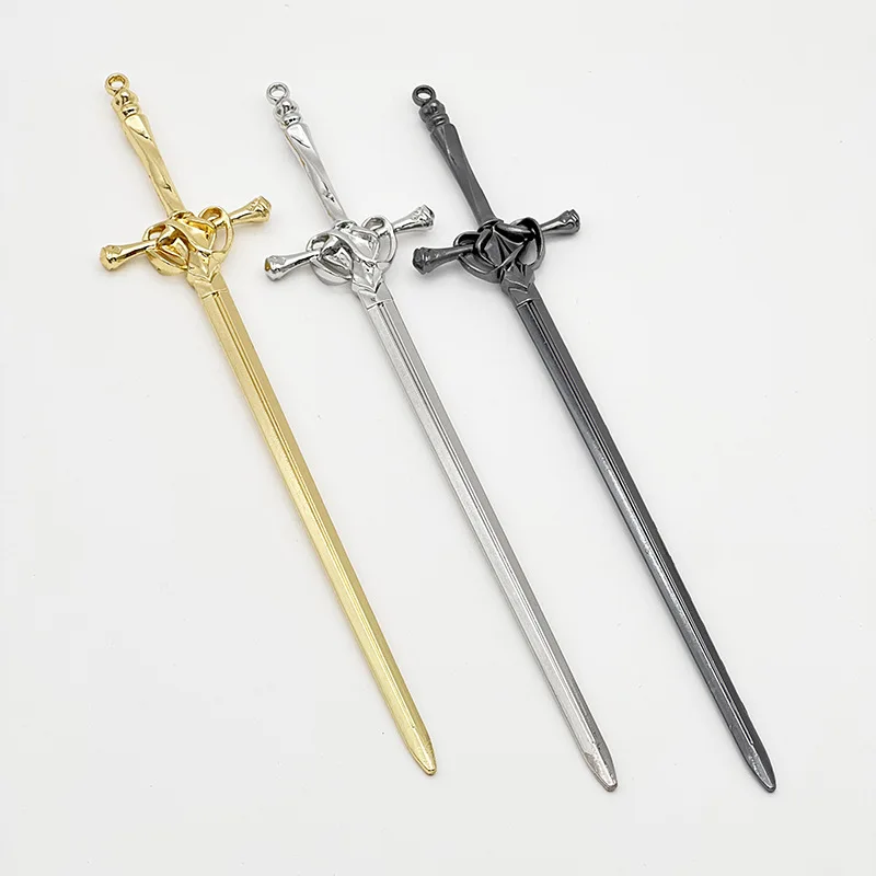 New Chinese style antique alloy sword hairpin, elegant hair accessory updo hairpin simple and modern long sword hairpin image 6