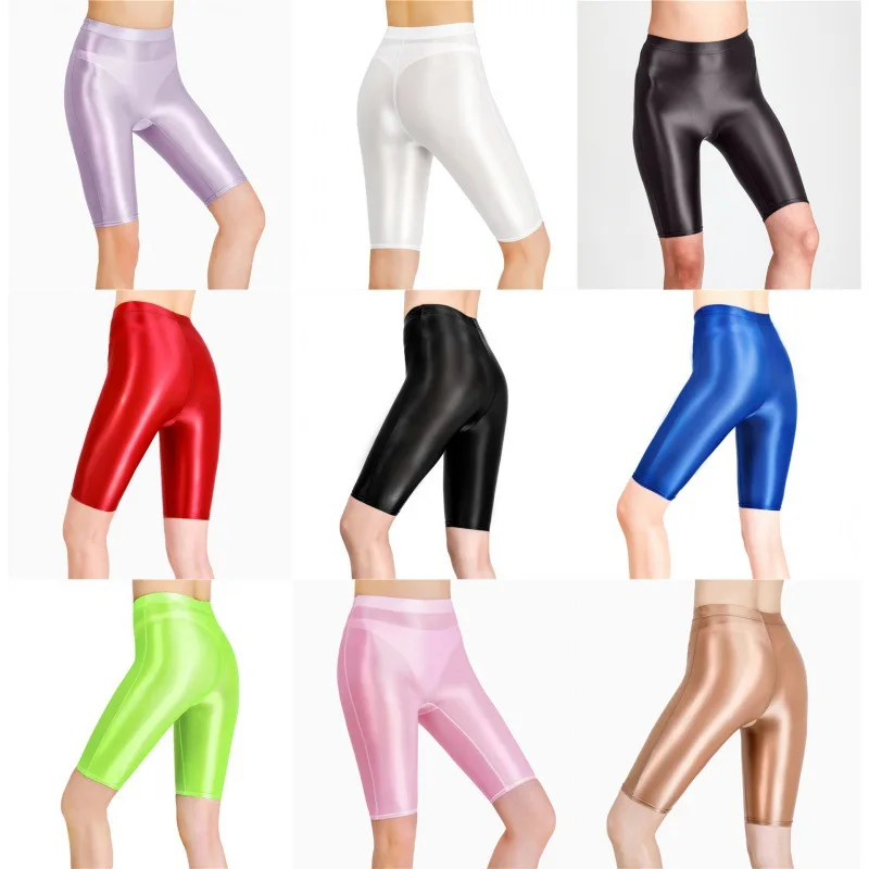 

2025 new European and American shiny Internet celebrity shorts crotch sexy yoga pants high elastic 7058