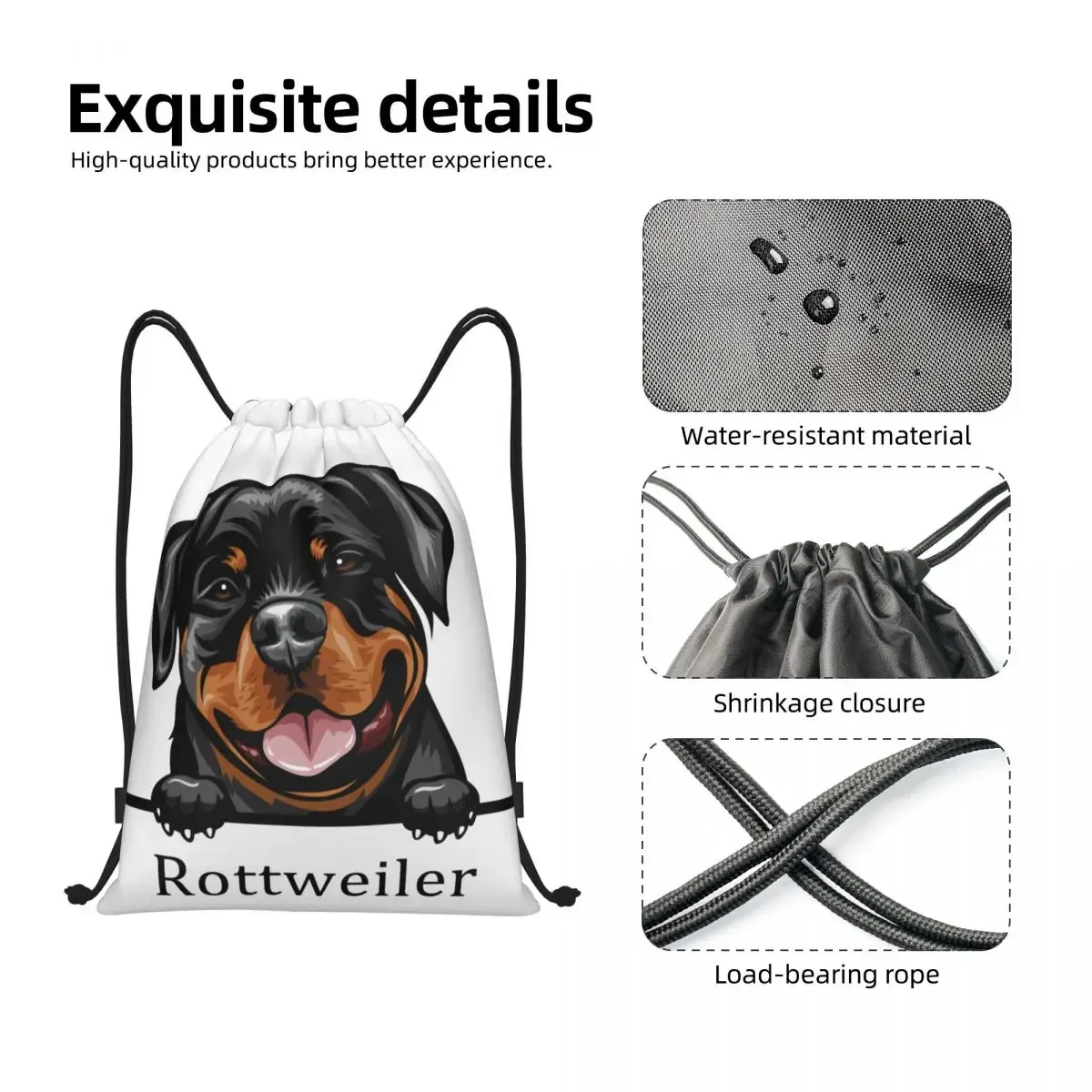 Sac à dos Rottweiler personnalisé pour hommes et femmes, sac à dos de yoga, sac de sport pour animaux de compagnie, sac à dos de gym, proximité du chien Wstring, entraînement