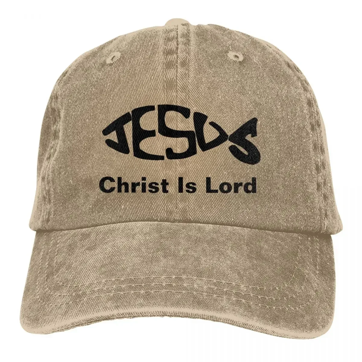 Baseball Cap Jesus Fish Christ Is Lord Outfit Men Women Casual Distressed Denim Fishing Lover Headwear Gift