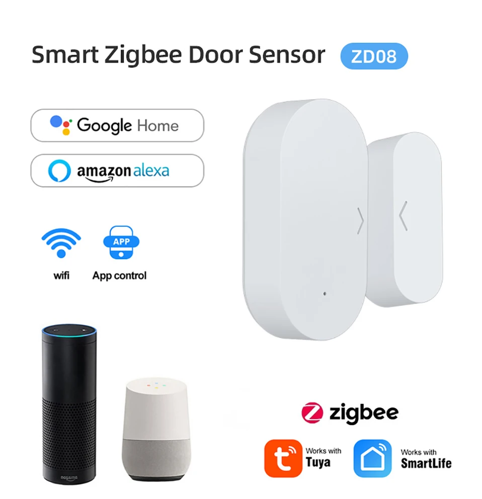 Tuya Zigbee sensore magnetico per porte e finestre connessione Wireless Smart Home rilevatori di porte Wireless automazione magnetica per porte