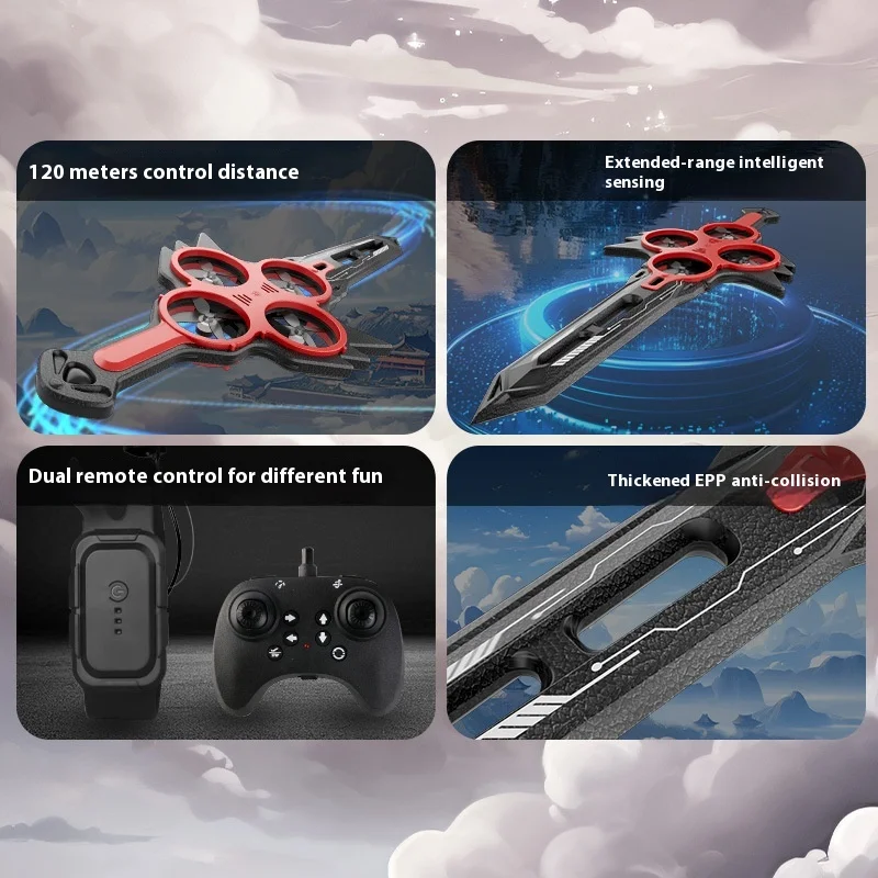 

New Hand-Controlled Flying Sword Model Toy Drone Hovering Sword Shaped Unmanned Aerial Vehicle Remote Control Airplane Toy