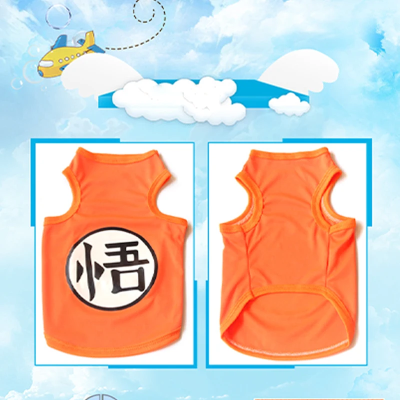 Dragon Ball Son Goku Pet Dog Clothing Anime Dog Soft Tank Top Summer Breathable Casual T-shirt Small Pet Supplies Dog Tank Top