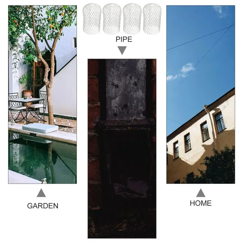 4 PCS Gutter Aluminum Mesh Gutter Leaf Debris Mud Trap Guards Drain Pipe Cover Downpipe Gutter Guards Set