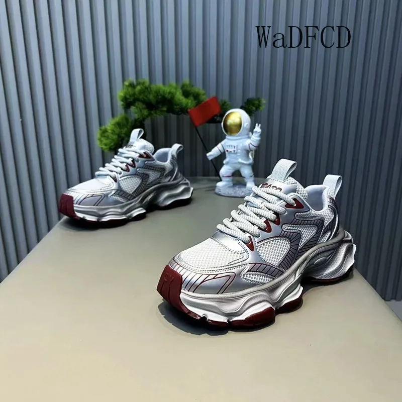 

Массивные кроссовки, мужские дизайнерские легкие подходящие спортивные туфли, модные повседневные туфли из кожаной ткани, дышащие туфли на платформе с увеличенной высотой