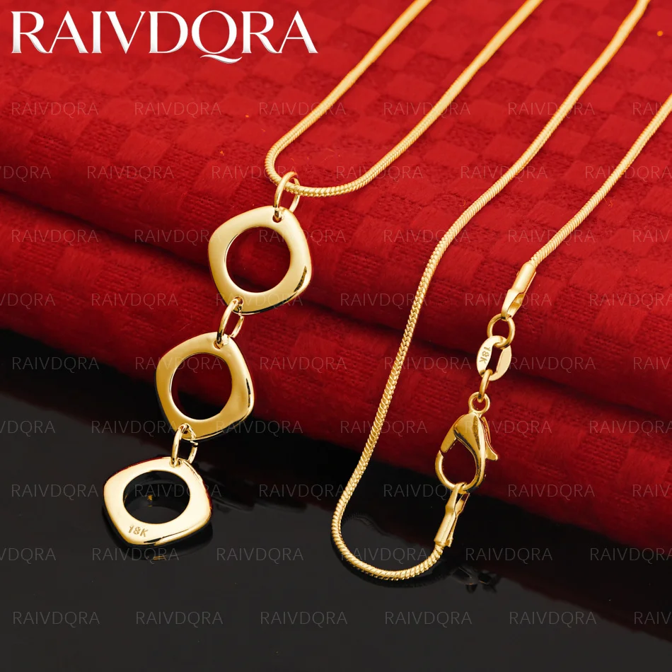 18K Gold Plated Three Circle Chain Pendant Necklace For Men and Women Fashion Jewelry Classic Engagement Wedding