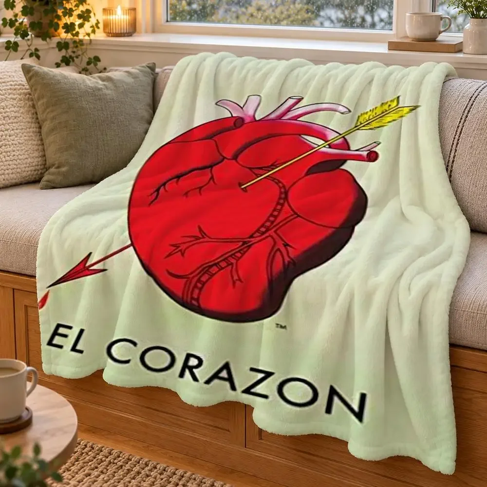 Mexican Bingo Lottery Throw Double Sided Flannel Throw Blanket Soft Warm Washable Home Decor