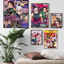 Japan Classic Hot Anime Demon Slayer DIY Sticky Poster Waterproof Paper Sticker Coffee House Bar Home Decor