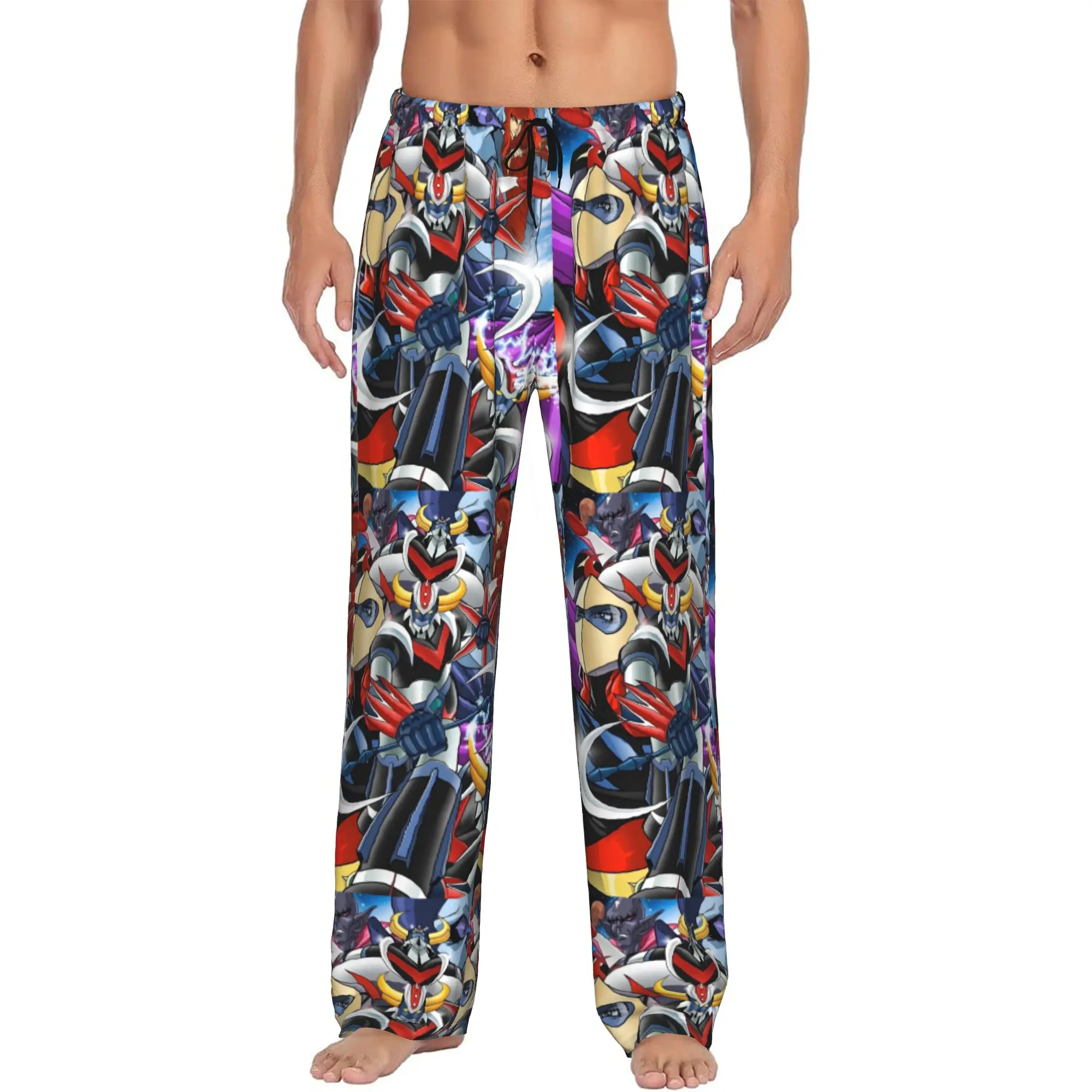 Custom G-Grendizer Pajama Pants Sleepwear Men's Elastic Waistband Robot Manga Sleep Lounge Bottoms with Pockets