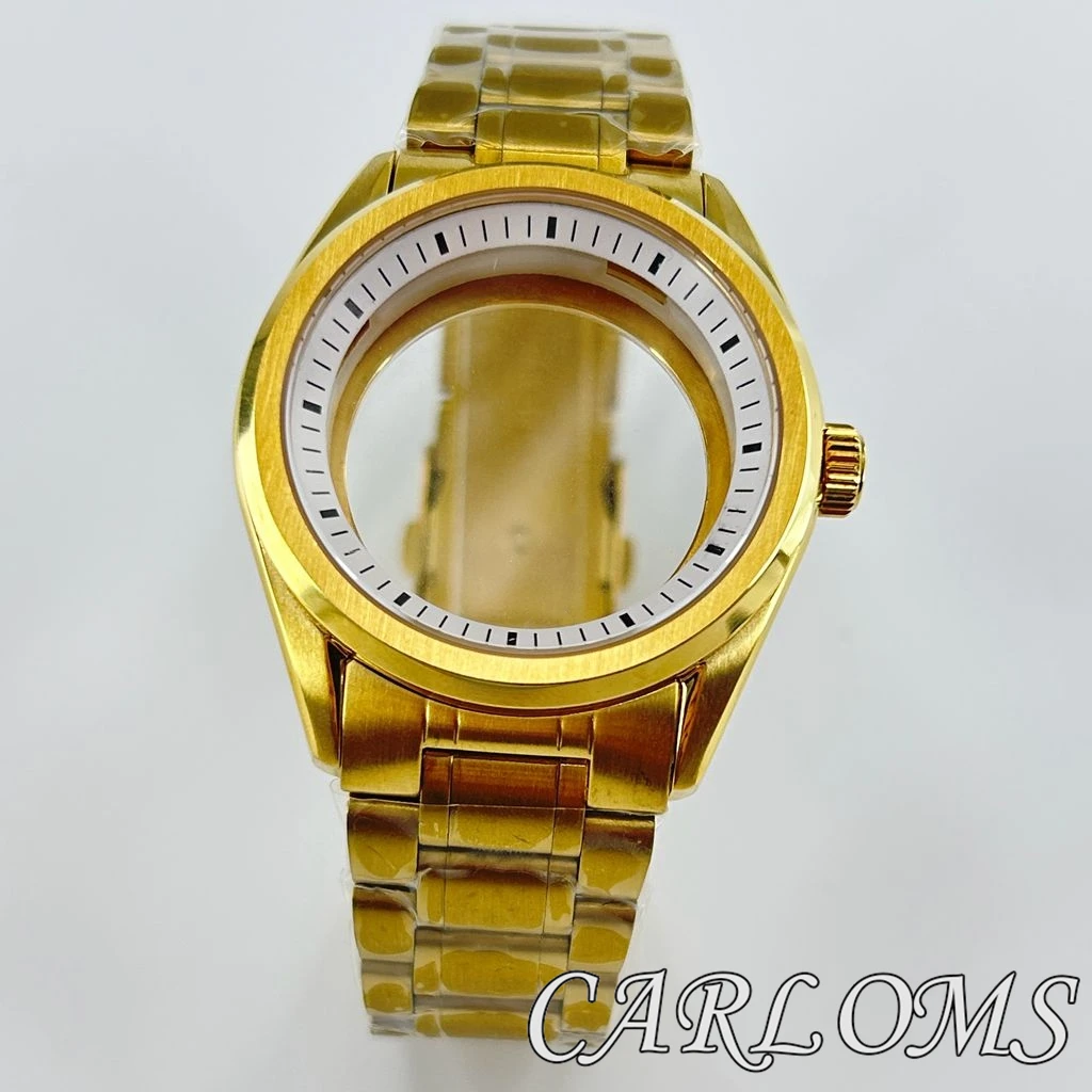 TOP 40mm NH34 NH35 NH36 4R35 4R36 NH38 NH39 NH70 NH72 Gold Watch Case Bracelet Sapphire Crystal Black Blue White Ring