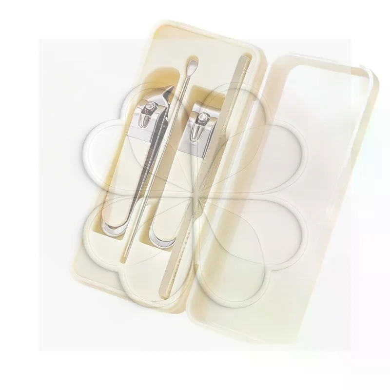 Portable Travel Nail Clipper Set 4 Pieces Durable Manicure Pedicure Kit with Ear Spoon for Outdoor Personal Care