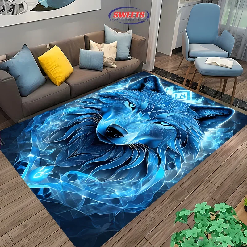 Brave Wolf Carpet! Bedroom Floor Mat, Living Room Bed Mat, Non-slip Exquisite Home Decoration, Durable Machine Washable Rug Gift