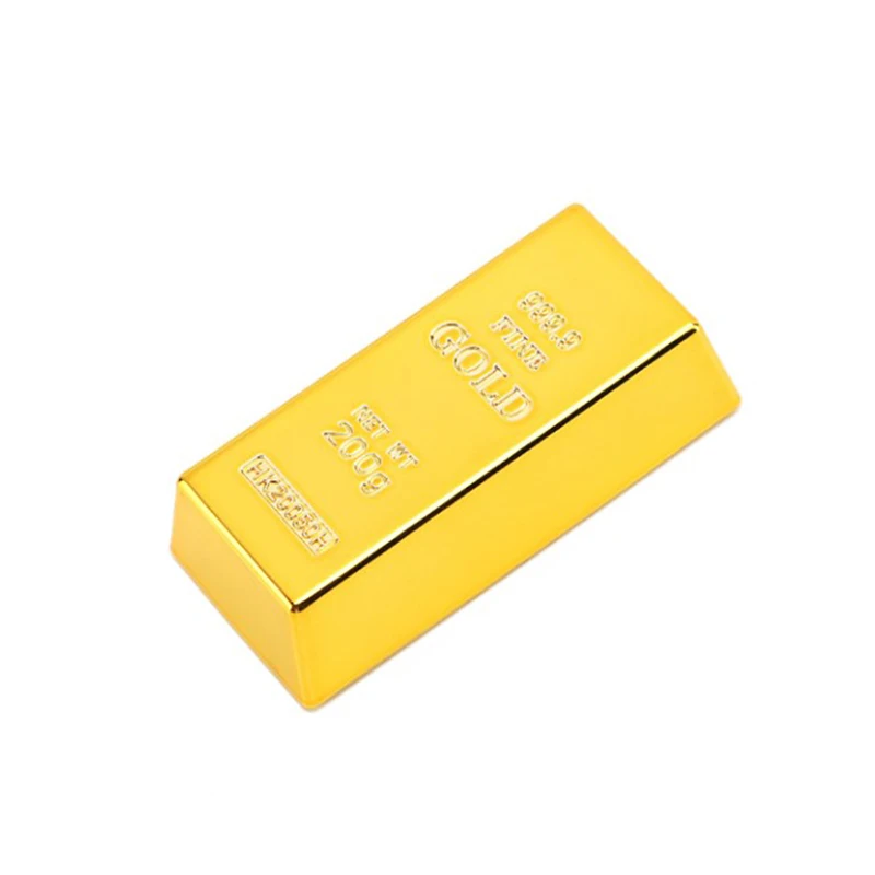 Plastic Fake Gold Bullion Simulated Golden Brick Fake Glittering Gold Bar Paperweight Door Stop Movie Prop Novelty Gift