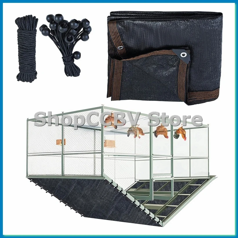 

Chicken Coop Cover UV 90% Shade Cloth for Summer 11.5 X 6.6 FT Chicken Cages Cover with 20Pcs Ball Bungees Cords-ANKL