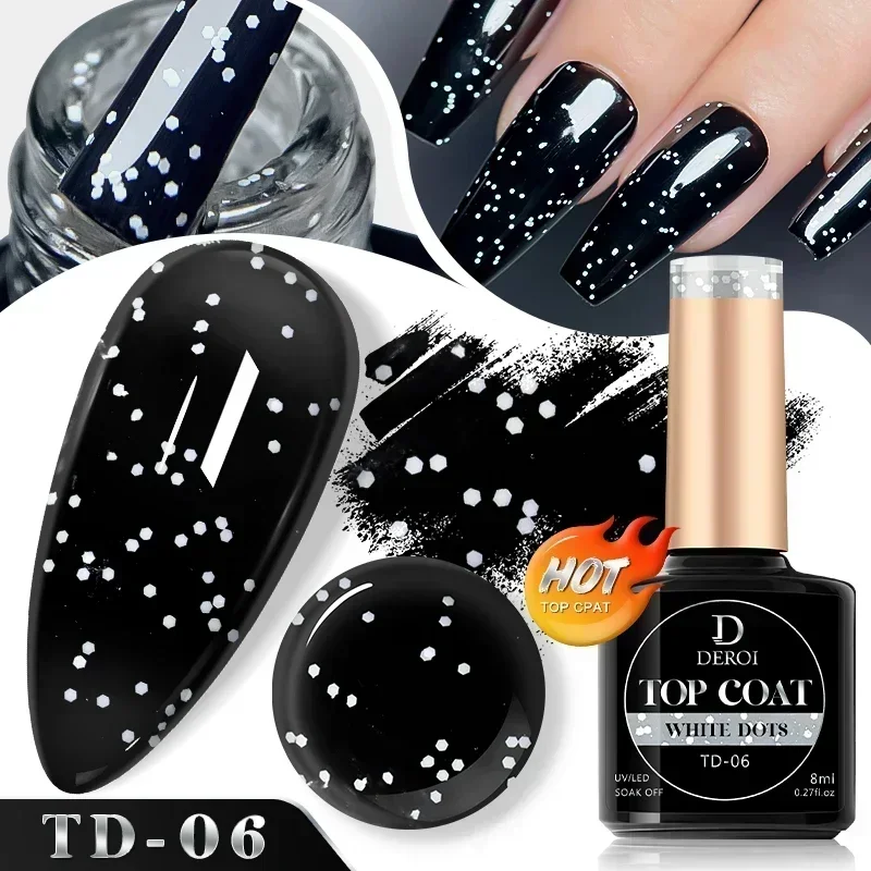 Hot 8ml Clear Geen Veeg Dot Top Coat Matte Glitter Flash Top Coat Manicure Aurora Flake Topcoat Seal UV Gel Polish voor Nail Art