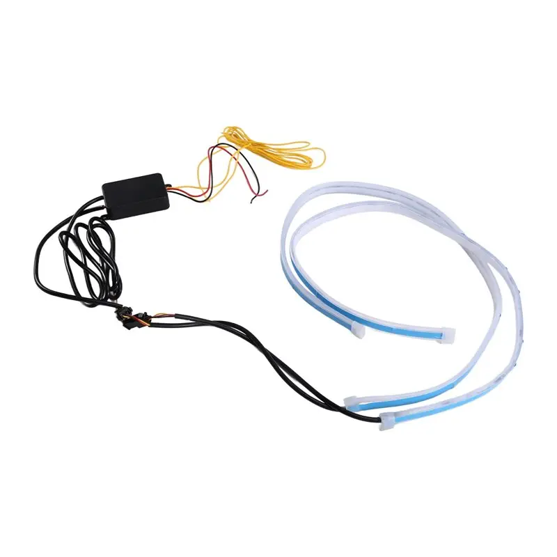 Turn Signal Brake Side LED DRL Daytime Running Strip Light 2PCS RGB APP Control 60CM Car Headlight Parts
