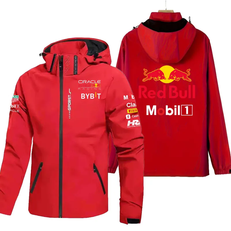 Red Bull Logo extérieur imperméable pour hommes vestes légères manteau avec capuche randonnée coupe-vent veste escalade Sport décontracté