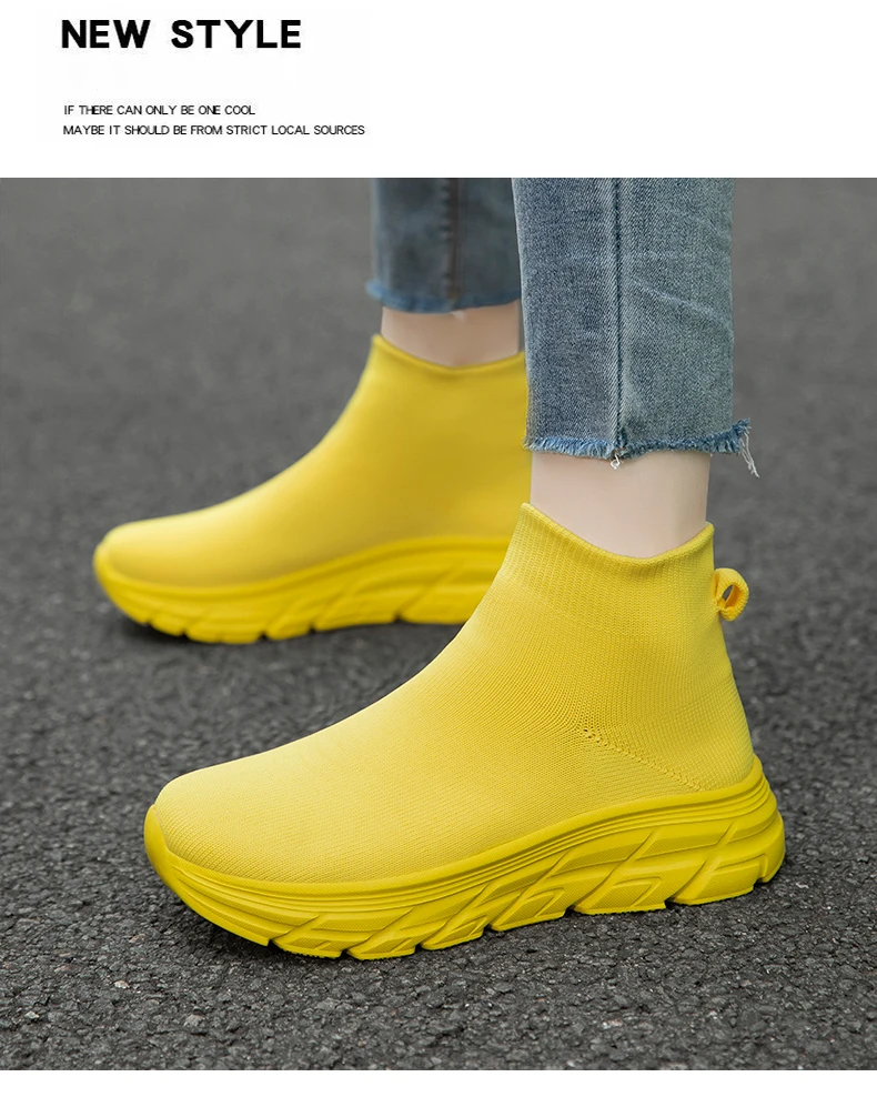 Unisex High-Top Laufschuhe für Männer und Frauen, Bequeme Atmungsaktive Strick-Sneaker, Rutschfeste Outdoor-Schuhe für Damen und Herren – Detail 17