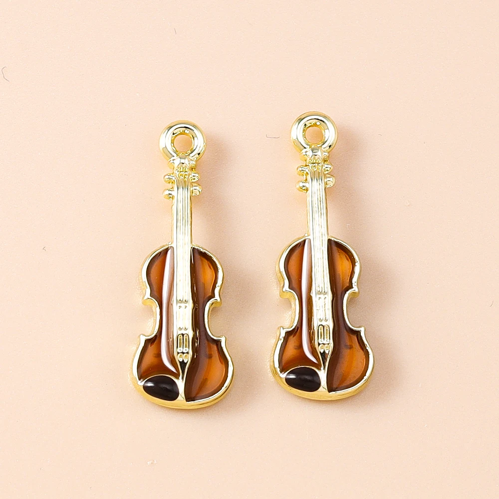 Leslie 5 Stück süße Violine-Anhänger, Gitarre, baumelnde Charm-Perlen für DIY-Marke, Sterling-Silber, Armband, Schmuckherstellung, Handwerk – Detail 2
