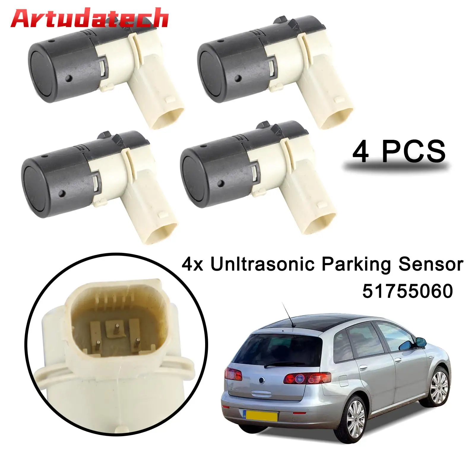 Artudatech 4x PDC Ultrasonic Parking Sensor For Alfa Romeo 147 156 159 166 Brera Spider Car Accessories