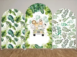 Mehofond Custom 2-Sided Jungle Safari Animals Boy Birthday Party Baby Shower Covers Chiara Arch Background Decor Backdrop Photo