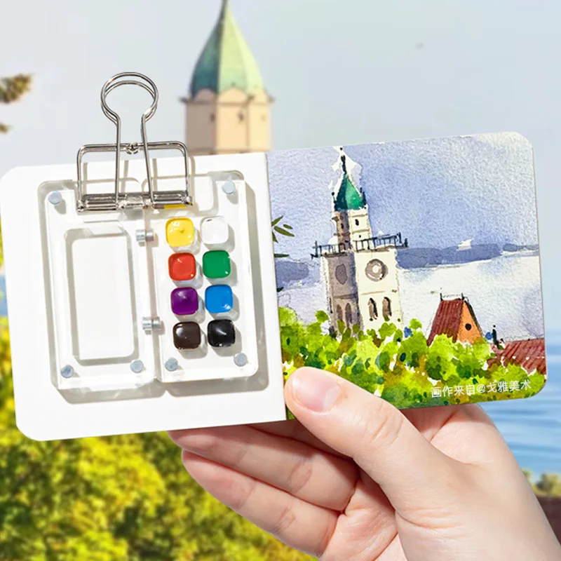 Watercolor Palette Ins Style Travel Portable Mini Watercolor Acrylic Paint Box Square Tray Box Art Painting Supplie