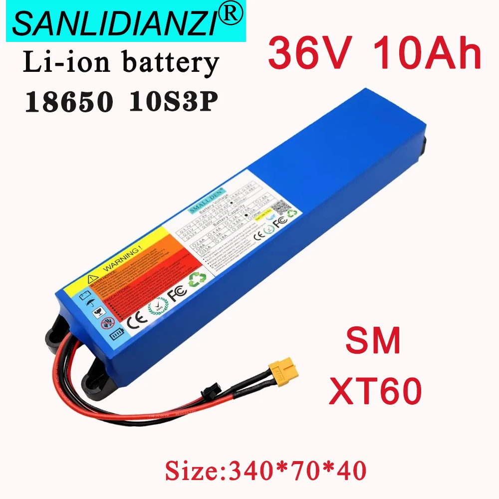 

36V 10Ah 18650 Rechargeable lithium Battery pack 10S3P 500W High power for spare battery high quality With BMS XT60