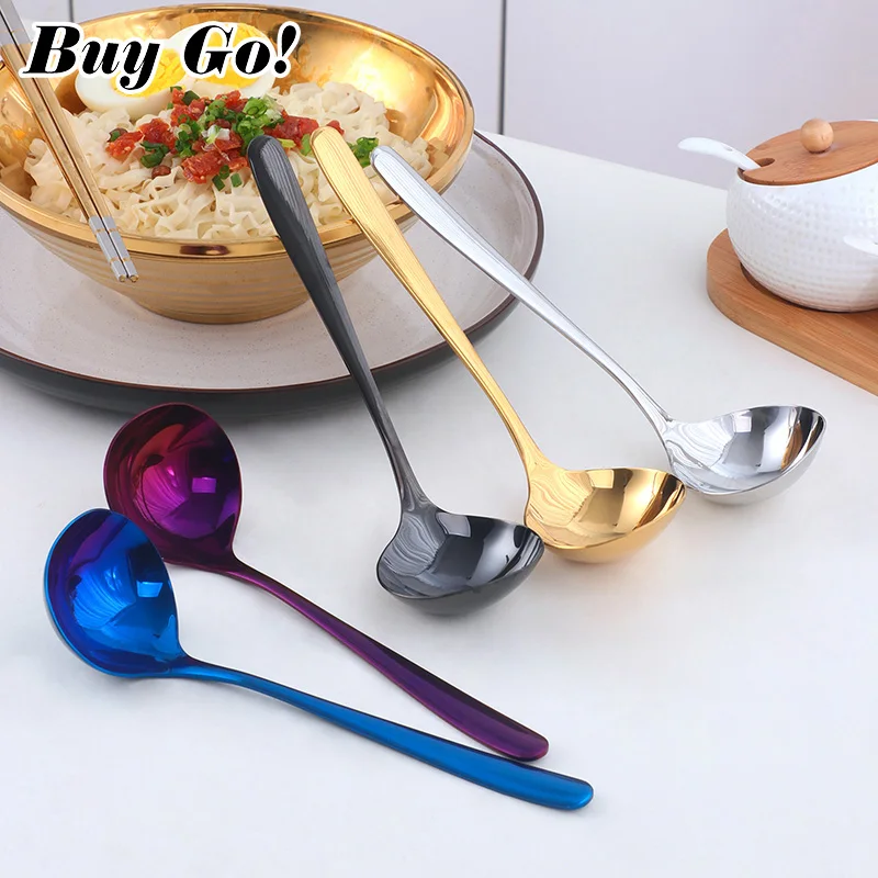 1/2Pcs Long Handle Small Soup Spoon Ladle Home Kitchen Tableware Stainless Steel Spoons Scoop Kitchenware Cooking Utensils