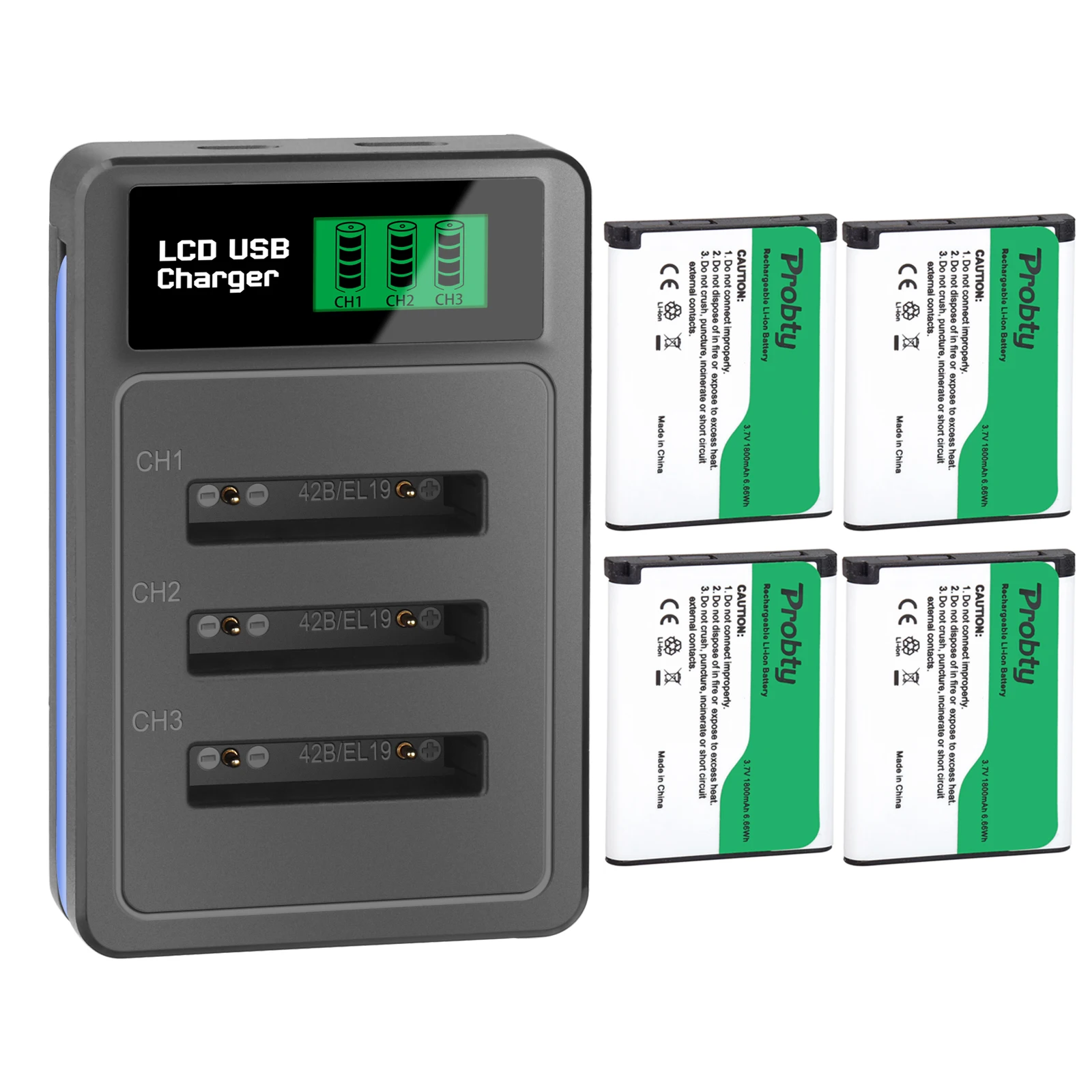 Li-40B Li-42B EN-EL10 Akku + LCD-Ladegerät für Olympus Li 40B 42B, Nikon EN EL10, FinePix XP70 XP60 XP50 T550 1800 mAh